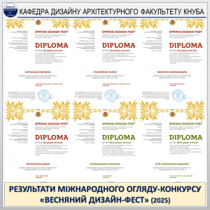 КАФЕДРА ДИЗАЙНУ КНУБА — Результати міжнародного огляду-конкурсу «ВЕСНЯНИЙ ДИЗАЙН-ФЕСТ» (2025)